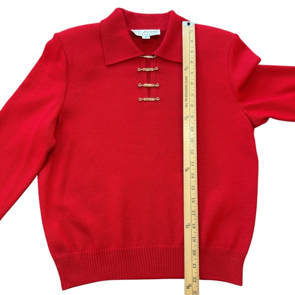 St John Collection Red Knit Polo Sweater Pants Set By Marie Gray Size S 4 - Picture 5 of 16